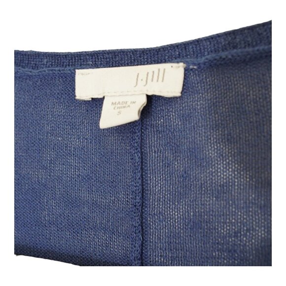 J.Jill‎ Linen Blend Open Front Cardigan Blue Open Front 3/4 Sleeve Sz S - Picture 3 of 10